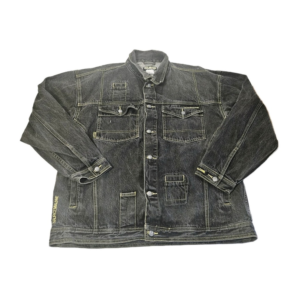 Vintage MO‎ JEANS by Maurice Malone MoJeans Spell Out Denim Jean Jacket 2XL